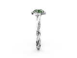 White gold Fancy Green Round  Halo Twist Band Solitaire Ring_22