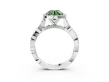White gold Fancy Green Round  Halo Twist Band Solitaire Ring_23