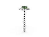 White gold Fancy Green Round  Halo Twisted Band Four-Prong Diamond Ring_22