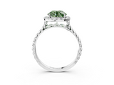 White gold Fancy Green Round  Halo Twisted Band Four-Prong Diamond Ring_23