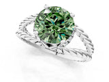 White gold Fancy Green Round  Halo Twisted Band Four-Prong Ring_33