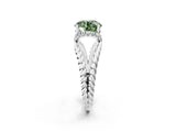 White gold Fancy Green Round  Halo Twisted Band Four-Prong Ring_34