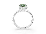 White gold Fancy Green Round  Halo Twisted Band Four-Prong Ring_35