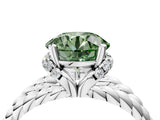 White gold Fancy Green Round  Halo Twisted Band Four-Prong Ring_36