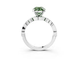 White gold Fancy Green Round  Milgrain Bezel Diamond Engagement Ring with Solitaire Prong Setting_140