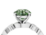 White gold Fancy Green Round  Milgrain Bezel Diamond Engagement Ring with Solitaire Prong Setting_141