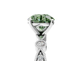 White gold Fancy Green Round  Milgrain Bezel Diamond Engagement Ring with Solitaire Prong Setting_149