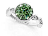 White gold Fancy Green Round  Milgrain Marquise Diamond Twist Band Ring_75