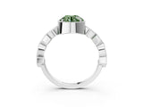 White gold Fancy Green Round  Milgrain Marquise Diamond Twist Band Ring_77