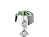 White gold Fancy Green Round  Milgrain Marquise Diamond Twist Band Ring_79