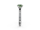 White gold Fancy Green Round  Milgrain Pave Diamond Engagement Ring with Four-Prong Setting_171