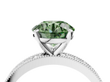 White gold Fancy Green Round  Milgrain Pave Diamond Engagement Ring with Four-Prong Setting_172