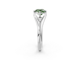 White gold Fancy Green Round  Solitaire Beaded Band Six-Prong Setting_2
