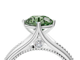 White gold Fancy Green Round  Solitaire Beaded Band Six-Prong Setting_4