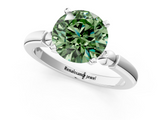 White gold Fancy Green Round  Solitaire Beaded Band with Four-Prong Setting_56