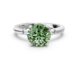 White gold Fancy Green Round  Solitaire Beaded Band with Four-Prong Setting_58