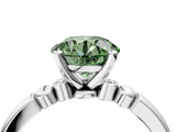 White gold Fancy Green Round  Solitaire Beaded Band with Four-Prong Setting_59