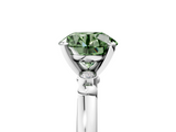 White gold Fancy Green Round  Solitaire Beaded Band with Four-Prong Setting_60