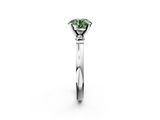White gold Fancy Green Round  Solitaire Beaded Band with Four-Prong Setting_61