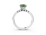 White gold Fancy Green Round  Solitaire Beaded Band with Four-Prong Setting_62