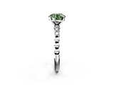 White gold Fancy Green Round  Solitaire Bezel Accent Diamond Engagement Ring with Beaded Band and Four-Prong Setting_56