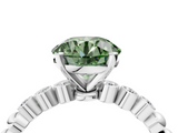 White gold Fancy Green Round  Solitaire Bezel Accent Diamond Engagement Ring with Beaded Band and Four-Prong Setting_58