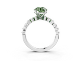 White gold Fancy Green Round  Solitaire Bezel Accent Diamond Engagement Ring with Beaded Band and Four-Prong Setting_63