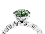 White gold Fancy Green Round  Solitaire Bezel-Set Diamond Ring with Beaded Band and Four-Prong Setting_54