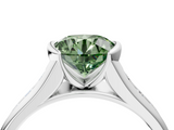 White gold Fancy Green Round  Solitaire Bezel-Set Diamond Ring with Channel-Set Band_24