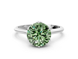 White gold Fancy Green Round  Solitaire Cathedral Diamond Ring with Six-Prong Setting_17