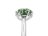 White gold Fancy Green Round  Solitaire Cathedral Diamond Ring with Six-Prong Setting_22