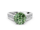 White gold Fancy Green Round  Solitaire Channel-Set Diamond Engagement Ring with Four-Prong Setting_50