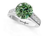 White gold Fancy Green Round  Solitaire Channel-Set Diamond Engagement Ring with Four-Prong Setting_51
