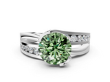 White gold Fancy Green Round  Solitaire Channel-Set Split Shank Ring with Tension Prong Setting_3