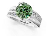 White gold Fancy Green Round  Solitaire Channel-Set Split Shank Ring with Tension Prong Setting_4