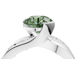 White gold Fancy Green Round  Solitaire Channel-Set Split Shank Ring with Tension Prong Setting_7