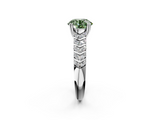 White gold Fancy Green Round  Solitaire Chevron Pave Diamond Engagement Ring with Six-Prong Setting_5