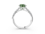 White gold Fancy Green Round  Solitaire Chevron Pave Diamond Engagement Ring with Six-Prong Setting_6