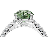 White gold Fancy Green Round  Solitaire Chevron Pave Diamond Engagement Ring with Six-Prong Setting_7