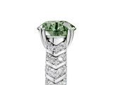 White gold Fancy Green Round  Solitaire Chevron Pave Diamond Engagement Ring with Six-Prong Setting_8