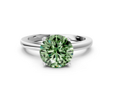 White gold Fancy Green Round  Solitaire Diamond Engagement Ring with Four-Prong Setting on a Classic Band_3