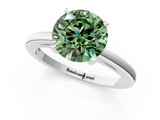 White gold Fancy Green Round  Solitaire Diamond Engagement Ring with Four-Prong Setting on a Classic Band_4