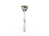 White gold Fancy Green Round  Solitaire Diamond Engagement Ring with Four-Prong Setting on a Classic Band_5