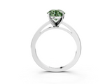 White gold Fancy Green Round  Solitaire Diamond Engagement Ring with Four-Prong Setting on a Classic Band_6