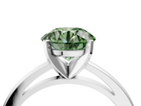 White gold Fancy Green Round  Solitaire Diamond Engagement Ring with Four-Prong Setting on a Classic Band_7