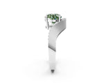 White gold Fancy Green Round  Solitaire Diamond Engagement Ring with Pave Band and Four-Prong Setting 3