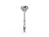White gold Fancy Green Round  Solitaire Diamond Engagement Ring with Pave Band and Six-Prong Setting_22