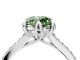 White gold Fancy Green Round  Solitaire Diamond Engagement Ring with Pave Band and Six-Prong Setting_24