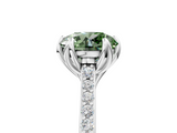 White gold Fancy Green Round  Solitaire Diamond Engagement Ring with Pave Band and Six-Prong Setting_25