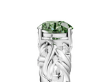 White gold Fancy Green Round  Solitaire Diamond Leaf Vine Band with Prong Setting_29
